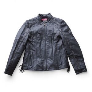 Indian Motorcycle Adeline Full Zip Moto Leather Jacket Black / Red Women's S‎